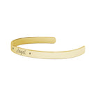 Gold Cuff Bracelet with the word "Angel" engraved in the front.  The inside reads, "I love you to the moon and back."