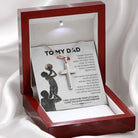 To My Dad Personalization Card with silver cross, in red box